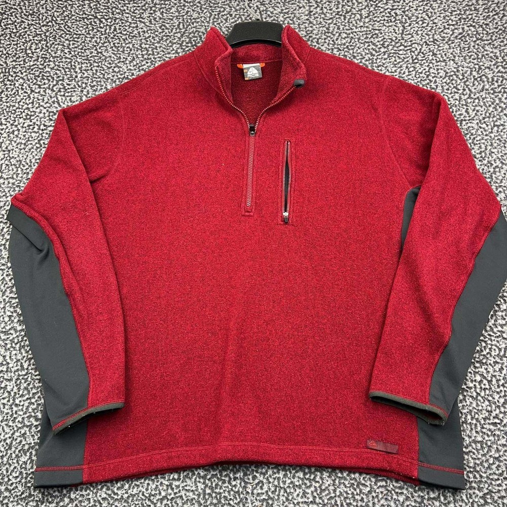 Nike ACG Therma Fit Fleece Jacket XXL Red Gray 1/4 Zip Pullover 2XL